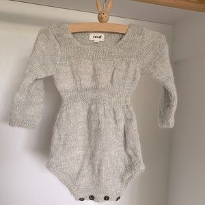 Oeuf baby alpaca gray long sleeved romper